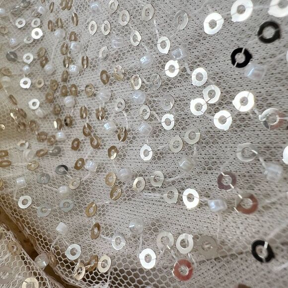 Baltic Born Cream colored Maxi Sleeveless Sequin Dress w/ beaded Pearl accent’s - Picture 5 of 10